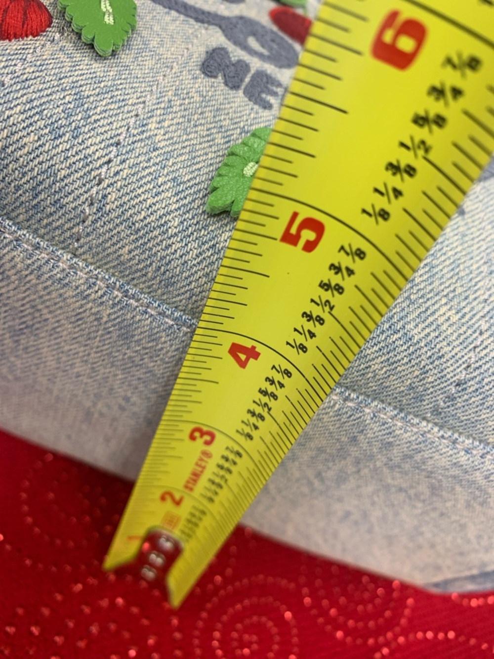 Coach Light Blue Denim Mini Tote with Red Cherry Embroidery - Picture 12 of 15